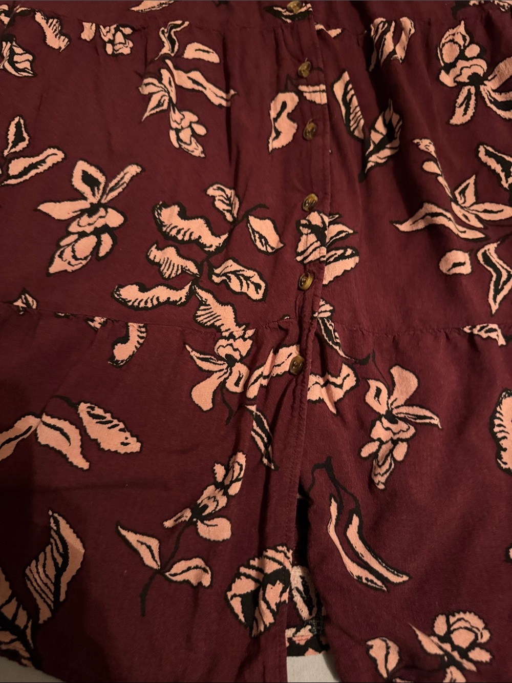 Sonoma Burgundy Floral Long-Sleeve Midi Dress with Pink Print - Picture 8 of 9